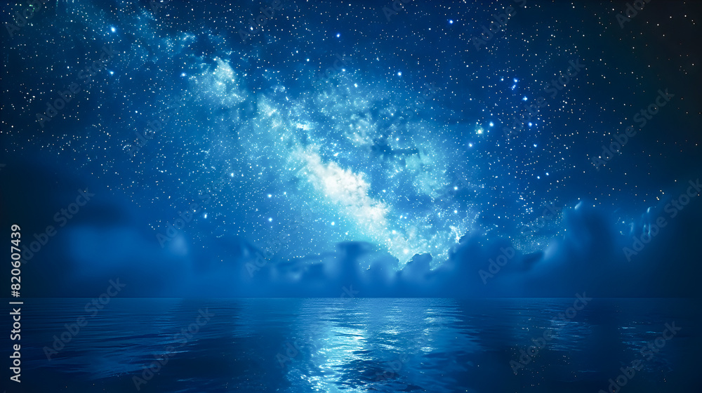Tranquil Nightscape: Starry Reflections on a Serene Sea Tranquil Nightscape: Starry Reflections on a Serene Sea