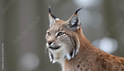 A Lynx With Its Head Tilted Listening Intently To