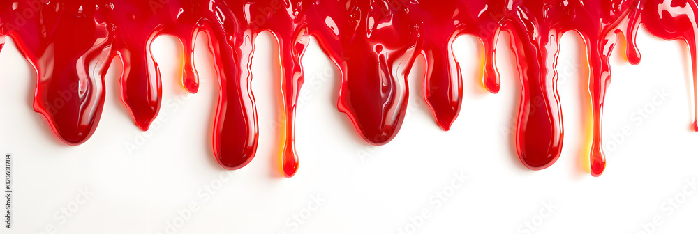 Red liquid jam dripping top to bottom isolated on white background Red liquid jam dripping top to bottom isolated on white background