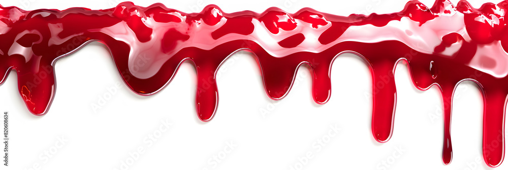 Red liquid jam dripping top to bottom isolated on white background Red liquid jam dripping top to bottom isolated on white background