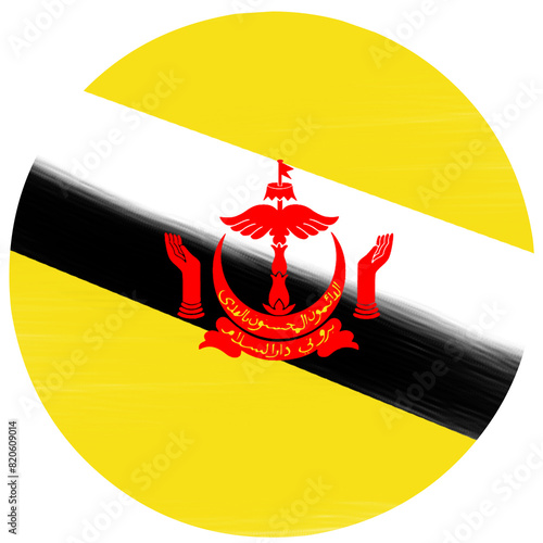 brunei darussalam flag with painted strokes in a circle photo