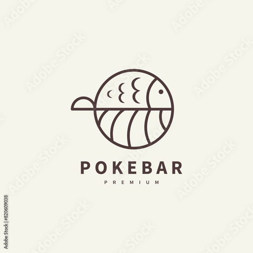 poke bar or sushi logo design illustration 4