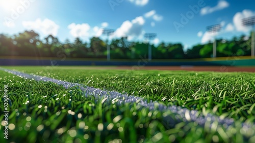Baseball field, sport stadium with green grass playground