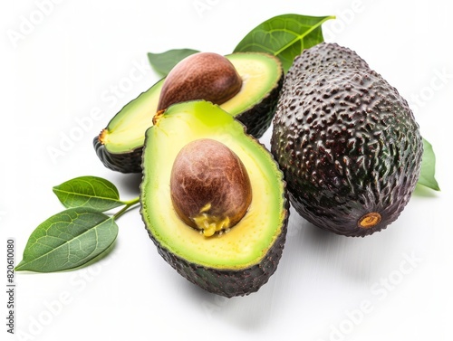 Perfectly Ripened Haas Avocado: A Photo Study on White Background