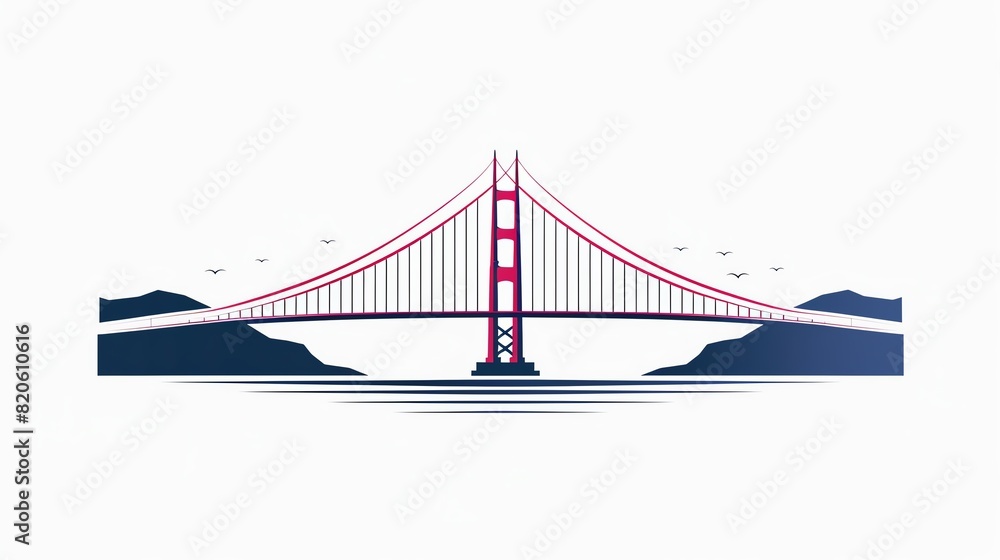 Obraz premium Minimalist icon of a bridge with elegant, simple lines, symbolizing civil engineering and infrastructure development
