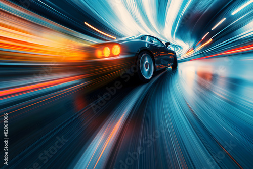 Close-up of a car in motion with dynamic light trails © Rax Qiu