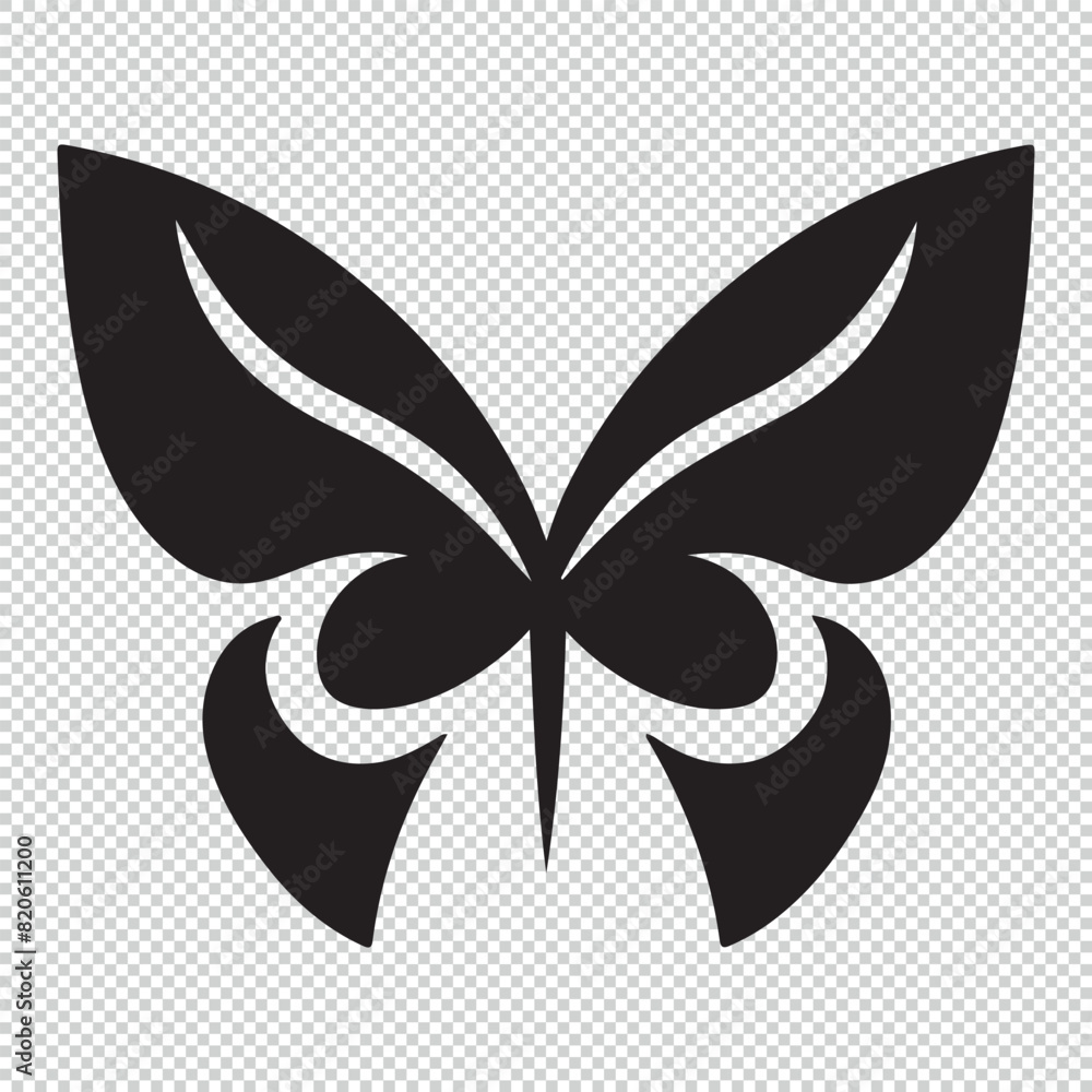 Simple butterfly tattoo logo icon design, black vector illustration on transparent background Simple butterfly tattoo logo icon design, black vector illustration on transparent background