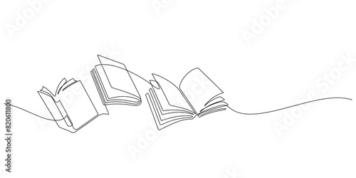 books opening pages one line drawing minimalism education concept