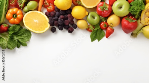 Flat lay composition with ingredients for cooking on white background. Space for text