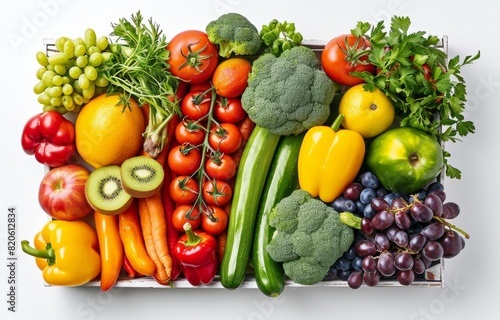 Healthy rainbow of fresh vegetables isolated on white background  panorama  copy space