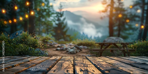 Table background of free space and camping background illustration © Coosh448