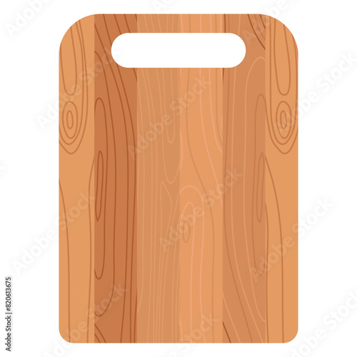 Wood cutting board vector cartoon illustration isolated on a white background.