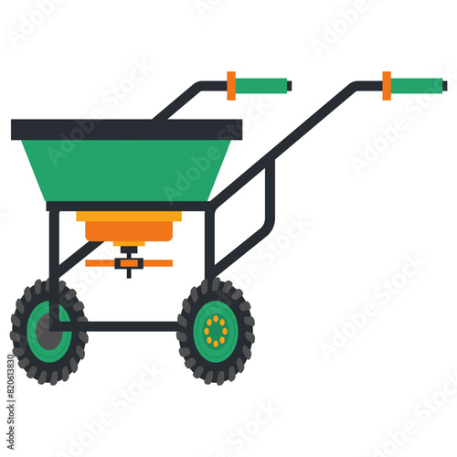 Fertilizer spreader for lawns vector cartoon illustration isolated on a white background.
