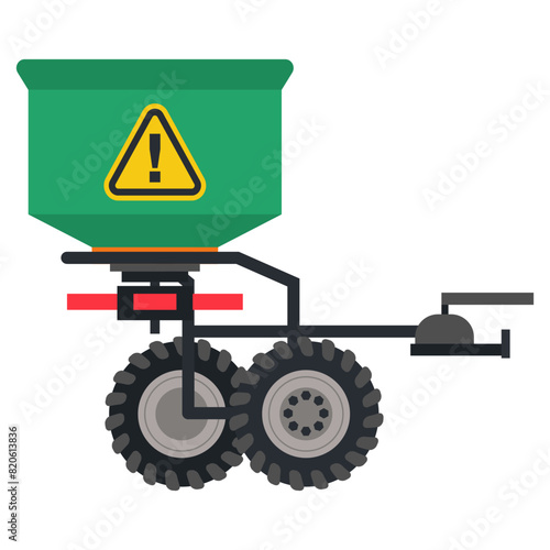 Tow fertilizer spreader vector cartoon illustration isolated on a white background.