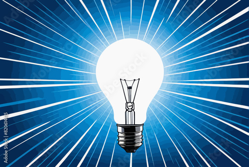 a bright light bulb with a blue background