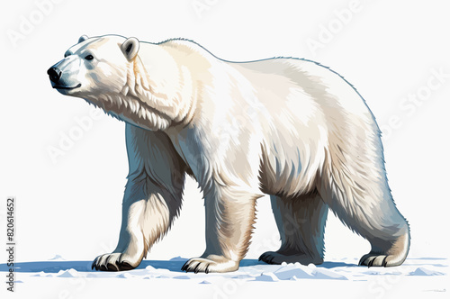 a white polar bear standing in the snow