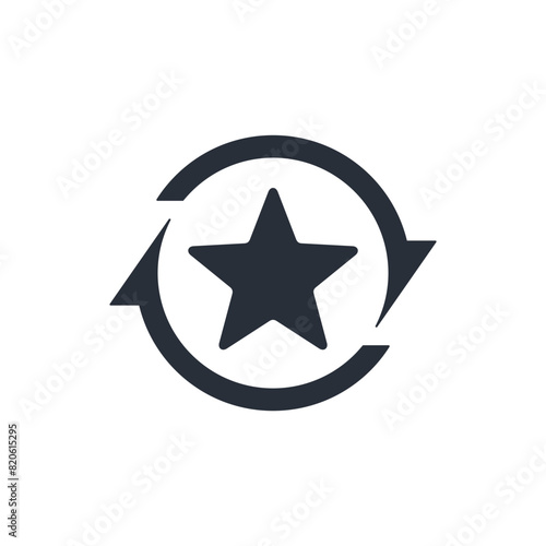 Replacement star and arrows. Alternative possibility, proposal. Vector linear icon isolated on white background.