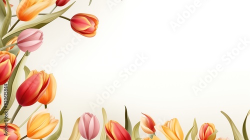Bunch of colorful tulips frame border for text and design #820615844