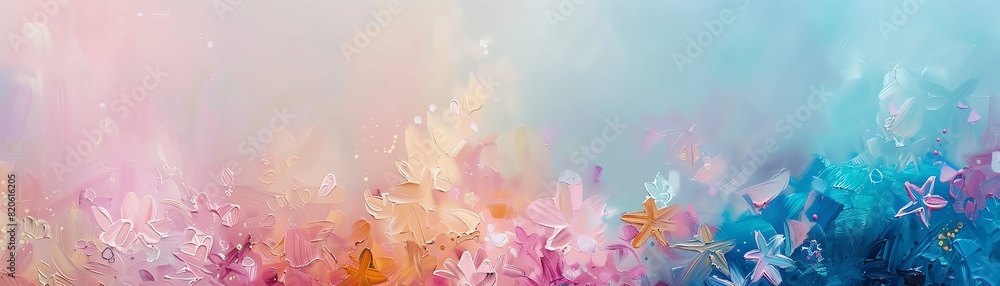 Floating sea stars, pastel hues, abstract, soft textures Floating sea stars, pastel hues, abstract, soft textures