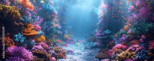 Underwater fantasy world  pastel colors  high detail  immersive