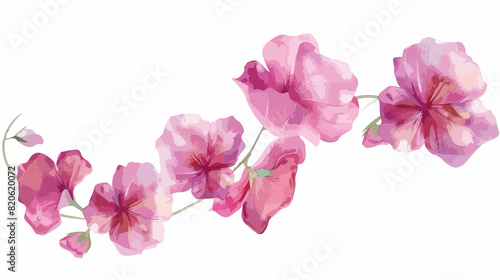 Pink Violet Flowers Watercolor Wreath Isolated on Whi