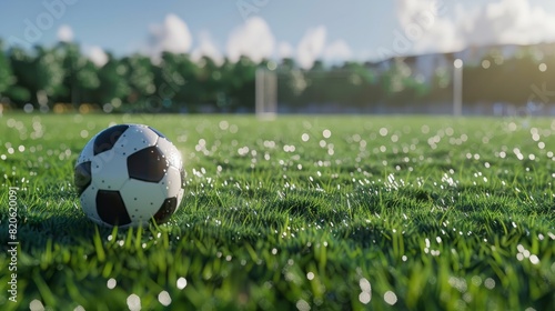 Soccer Ball on Green Field Generative AI
