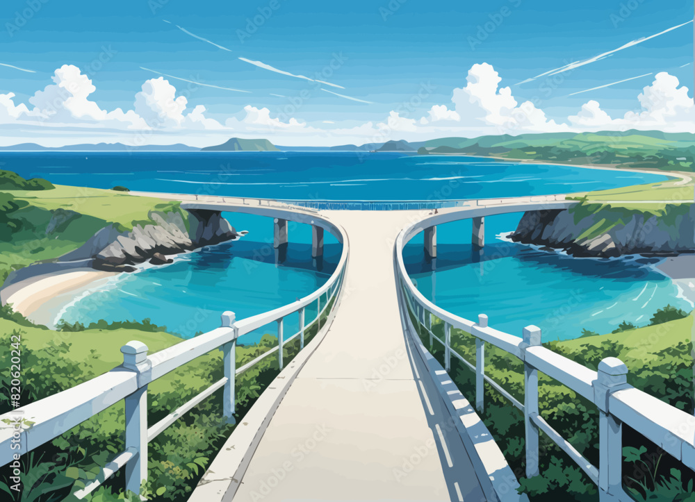 a painting of a bridge over a body of water a painting of a bridge over a body of water