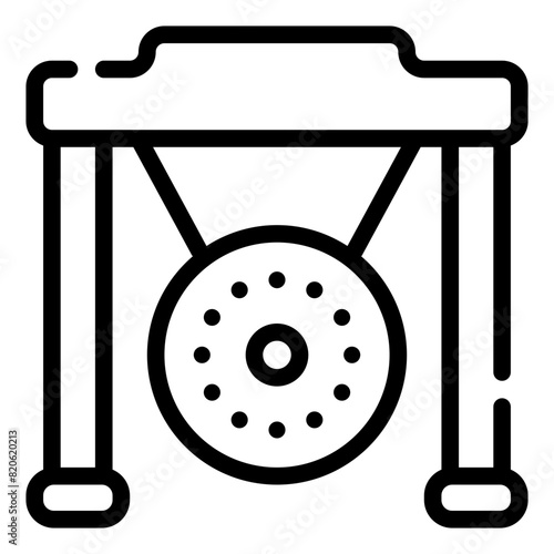 Chinese Gong Icon in Line Style