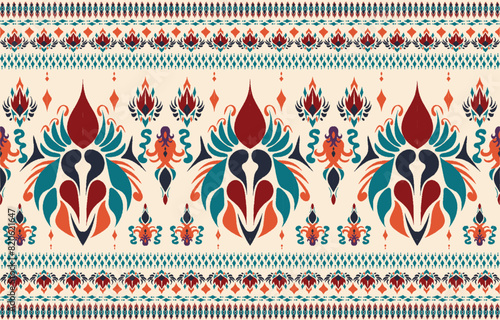 Lao ikat refers to a traditional textile technique practiced in Laos, known for its intricate patterns and vibrant colors. "Ikat" is a dyeing technique used to pattern textiles, where the threads are 