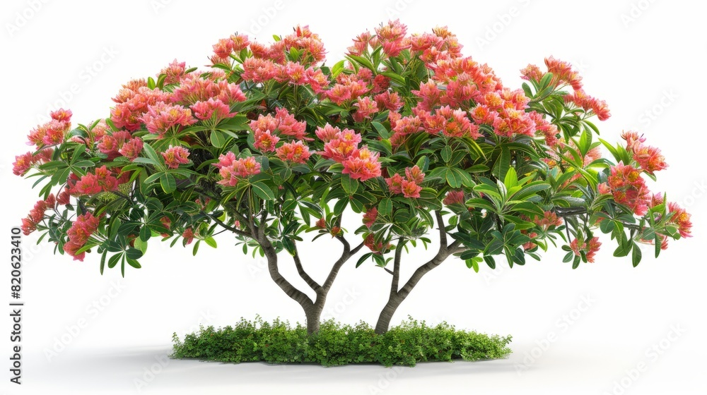 Fototapeta premium Tropical plant flower bush tree isolated on white background with clipping path