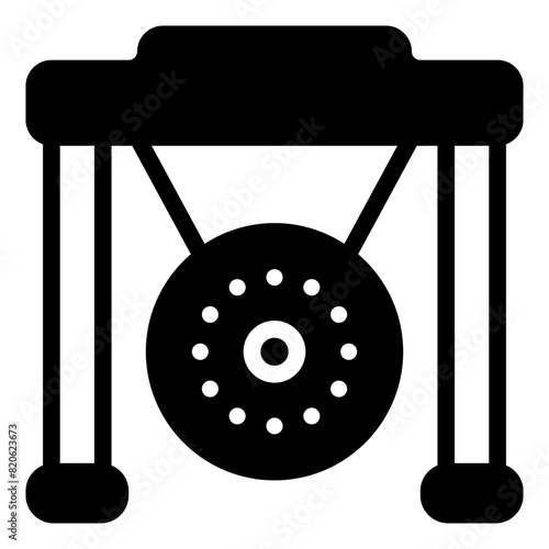 Chinese Gong Icon in Solid Style