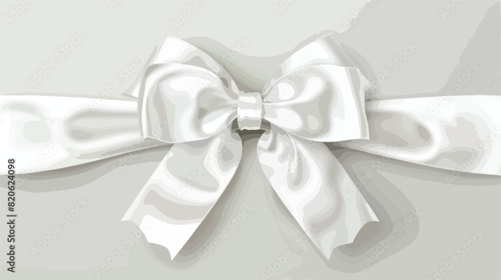 White glossy satin ribbon or tape decorated with bow