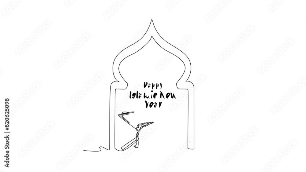 Happy Eid Adha concept. Single line draw design. Full length animation illustration. High quality 4k footage. Happy Eid Adha concept. Single line draw design. Full length animation illustration. High quality 4k footage.