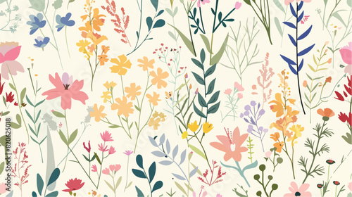 Wild flowers pattern. Seamless floral background