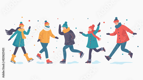 Winter activities and funs Four . Happy active people