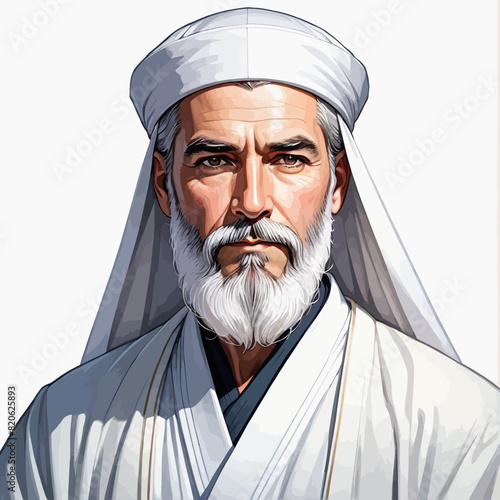 a painting of a man with a white beard