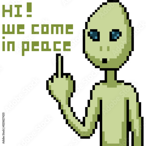 pixel art of alien invasion greeting