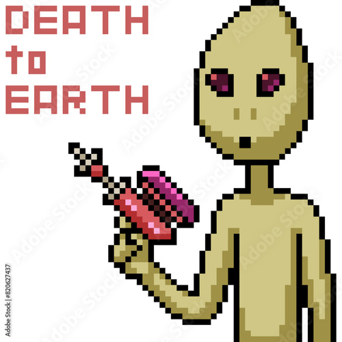 pixel art of alien invasion war