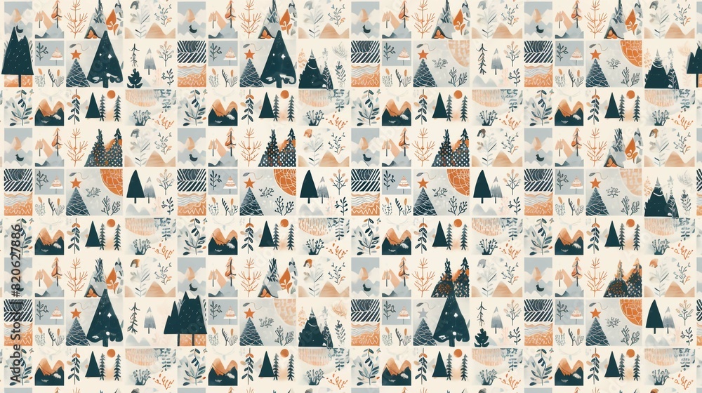 Naklejka premium Scandinavian Pattern Illustration