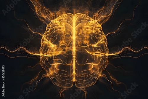Human brain created by digital technology. 