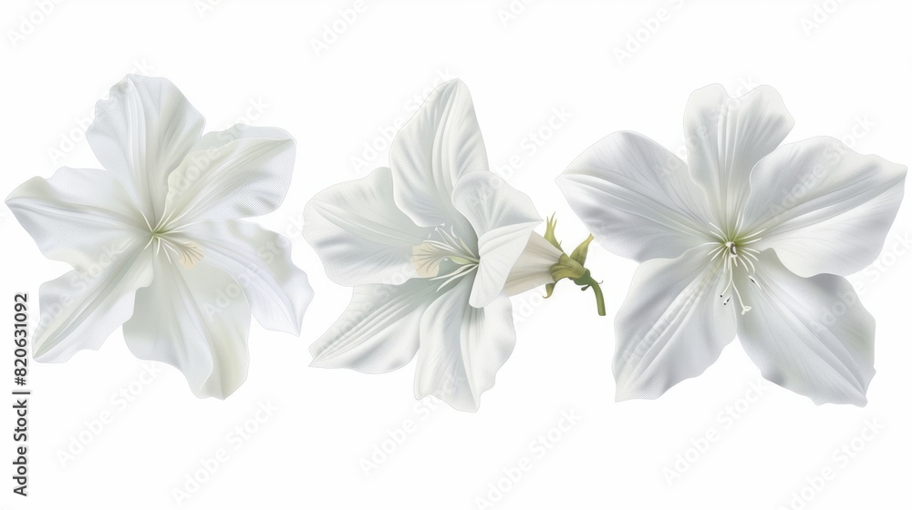 Collection of white flower isolated on a white background as transparent PNG