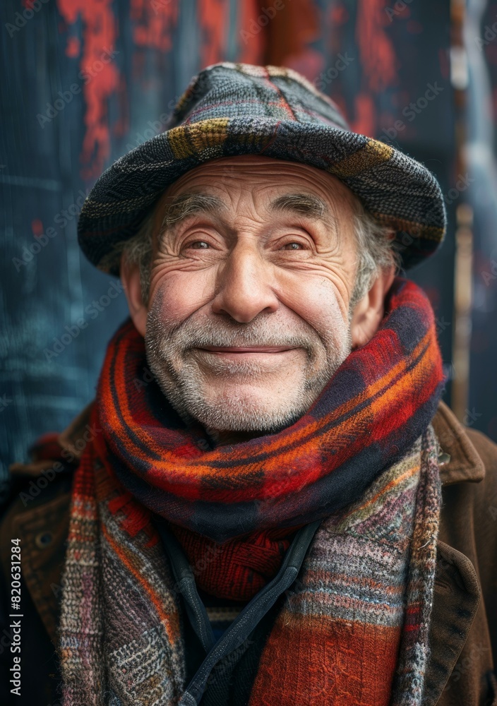 portrait of an old man with a hat and scarf portrait of an old man with a hat and scarf
