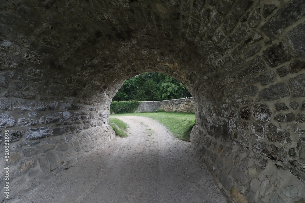Medieval stone tunnel path view Medieval stone tunnel path view
