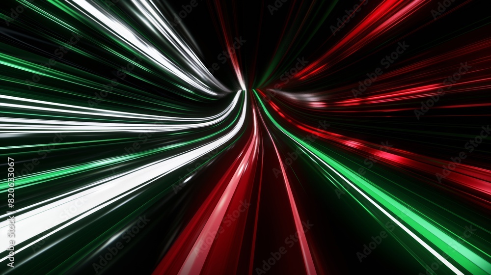 Vibrant red, white, and green light trails create dynamic patterns on a dark night highway, symbolizing speed and motion in Italy. Vibrant red, white, and green light trails create dynamic patterns on a dark night highway, symbolizing speed and motion in Italy.