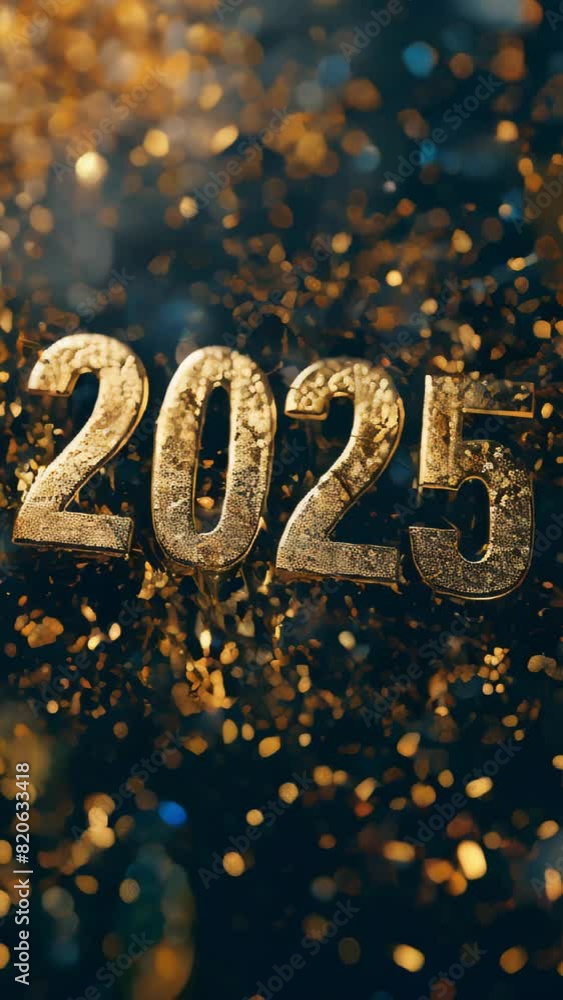 golden glittering 2025 text on dark festive background, greeting card, christmas and new year celebration, holiday season, sparkling light. golden glittering 2025 text on dark festive background, greeting card, christmas and new year celebration, holiday season, sparkling light.