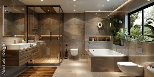 Modern Brown Bathroom with Minimalist Design