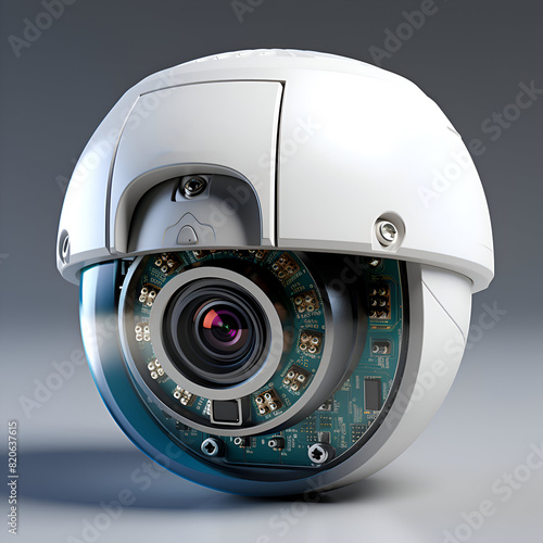 CCTV security camera on gray background. photo