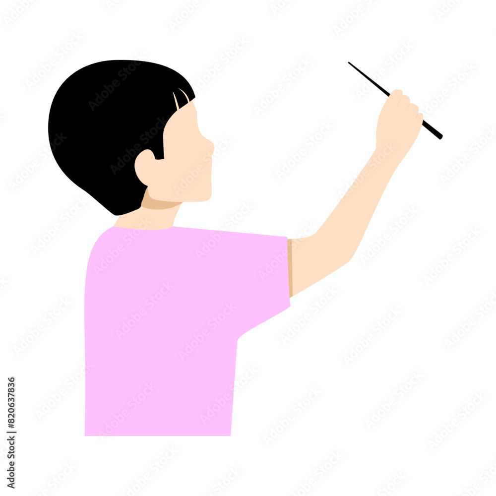 Boy Painting On The Blank Wall Boy Painting On The Blank Wall