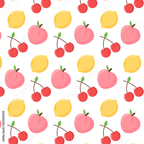Mix fruit pattern wrapping fabric printable background tropical fruit summer illustration