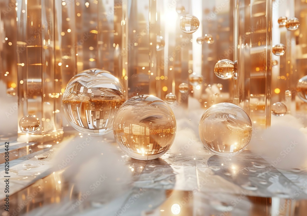Golden Glass Spheres: Reflections of Light and Design Golden Glass Spheres: Reflections of Light and Design